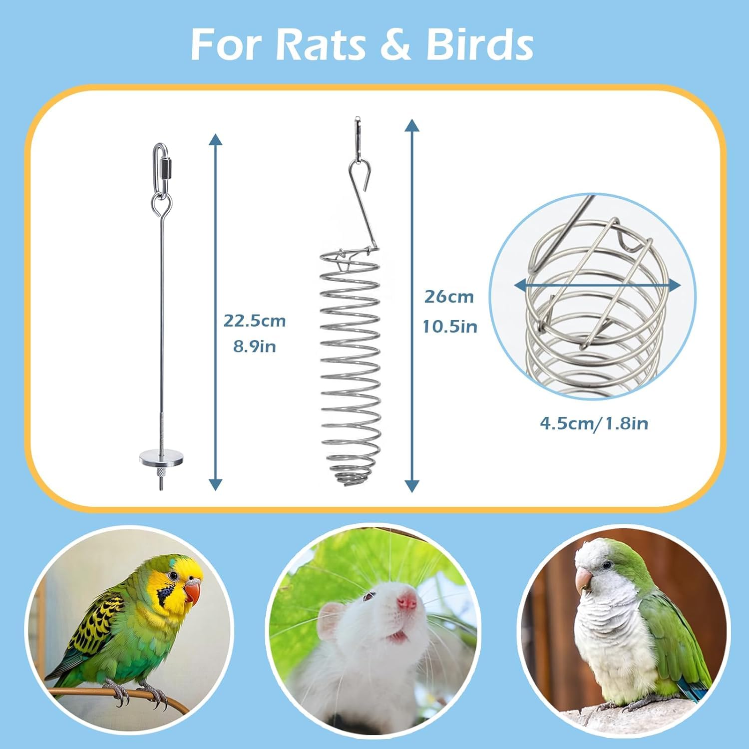 Jevnd 2Pcs Rat Enrichment Toys, 304 Stainless Steel Rat Foraging Toy For Fruit Vegetable Holder, Fancy Mice Cage Accessories Puz